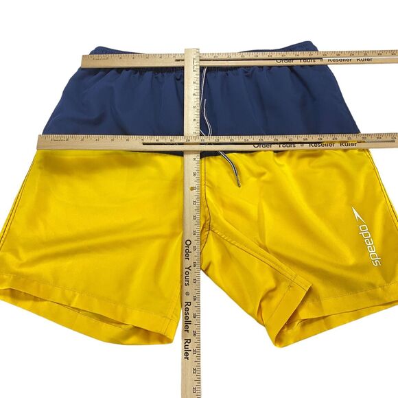 Speedo Swim Trunks Shorts Mens 2XL Blue Yellow Colorblock Elastic Waist Swimwear - Picture 4 of 16